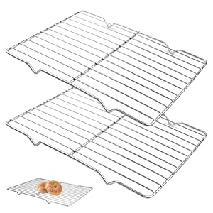 2 Stück Kuchengitter Abkühlgitter Edelstahl, 31x20cm Küchengitter Rechteckig, Pralinengitter, Kuchenrost Edelstahl Grillgitter zum Backen Kühlen Grillen , Auskühlgitter für Kuchen, Kekse, Pizza