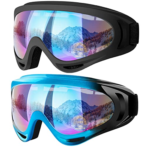 Image of COOLOO Ski Goggles, 2 Pack Snow Goggles Snowboard Goggles for Men Women Kids - UV Protection Foam Anti-Scratch Dustproof
