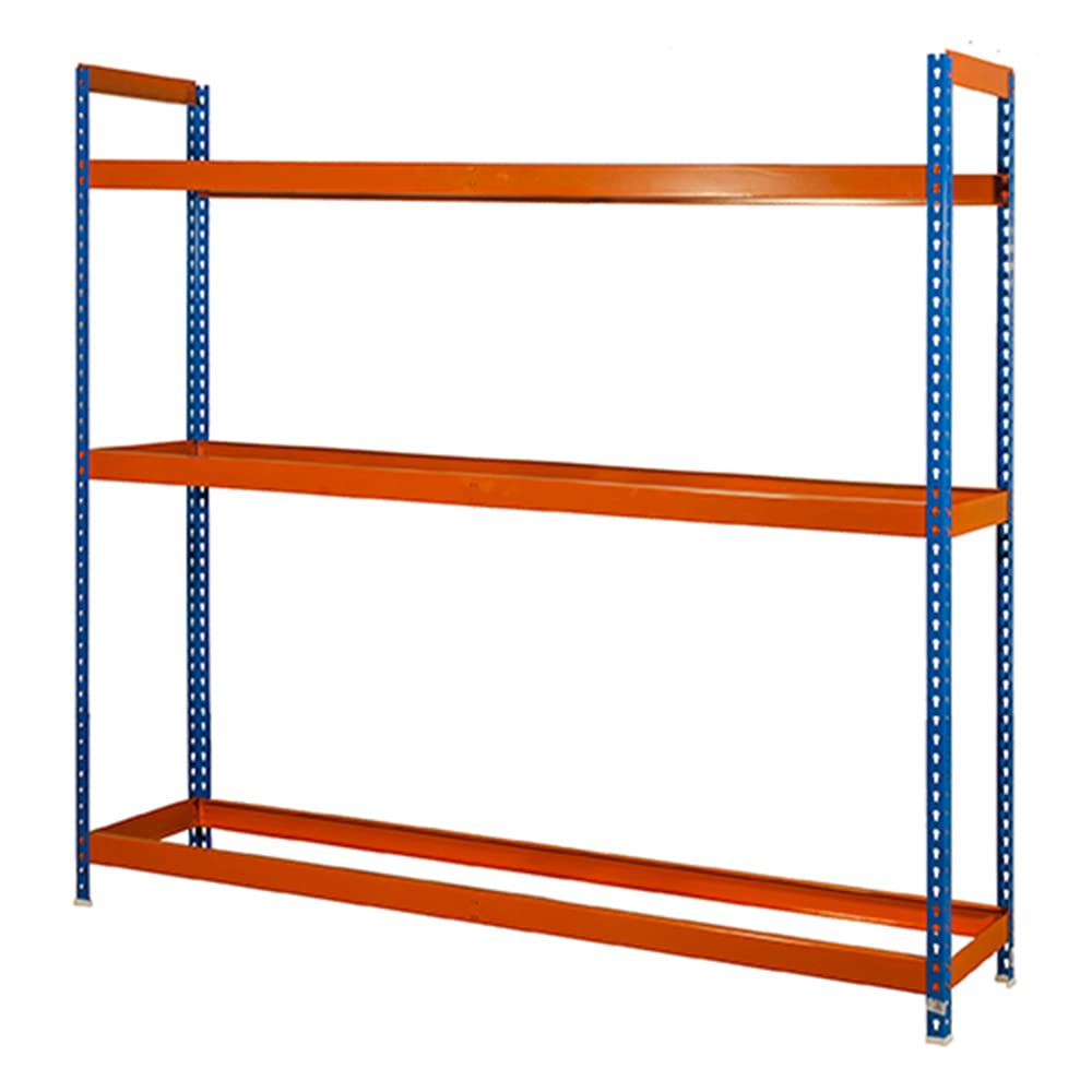 PROREGAL Reifenregal Big Metal Shark No. 6 | HxBxT 200x180x45cm | 3 Ebenen | 21 Reifen | Blau Reifenständer Garagenregal/Orange