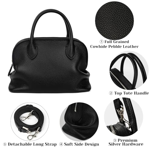 Bolso Satchel de Cuero con Asa Superior y Correa Desmontable para Mujer miniatura 3