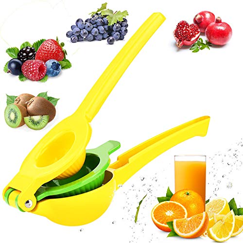 Lemon Lime Squeezer -Premium Quality Metal Manual Citrus Press Juicer with 2 in 1 Double Layer Orange Citrus Press Heavy Duty Fruit Press for Party DrinkYellow Green