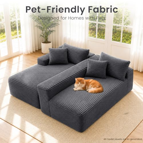 95" Modular Sectional Sofa, Boneless Chaise L-Shaped Couch for Living Room - image 6
