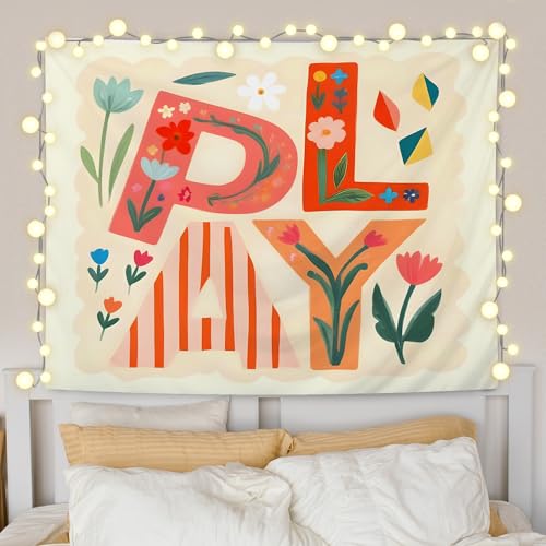 URLLUAE Playroom Tapestry, Play Room Decor, Boho Colorful Cute Floral