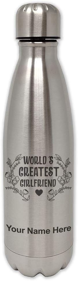 LaserGram Botella de agua de acero inoxidable de una sola pared, la mejor novia del mundo, grabado personalizado incluido