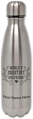 LaserGram Botella de agua de acero inoxidable de una sola pared, la mejor novia del mundo, grabado personalizado incluido