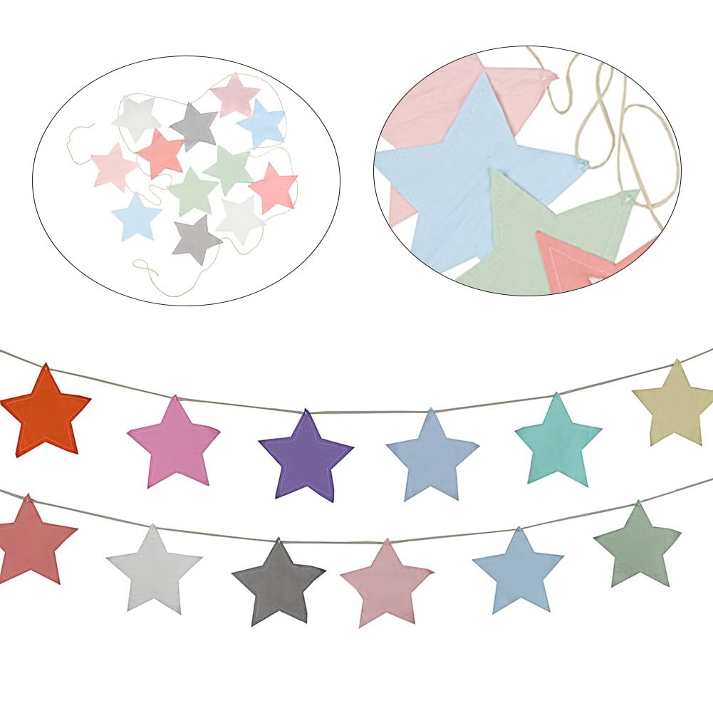 KiraKira Wimpelkette aus Baumwolle, 300 cm, handgefertigt, Stoffflaggen, Geburtstag, Prinzessin, Party, Hochzeit, Dekoration, wiederverwendbar, waschbar