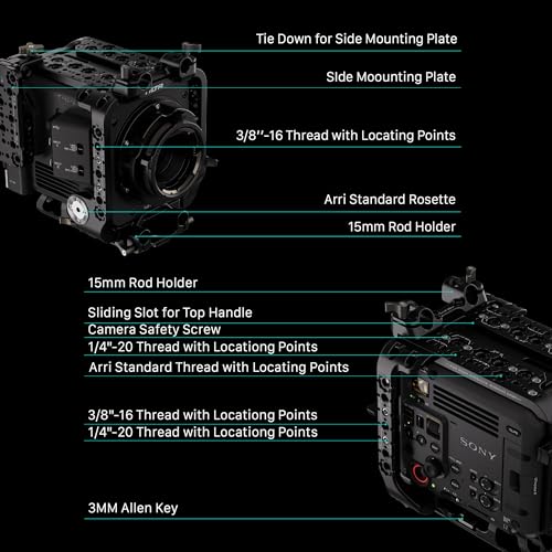 Image of Tilta Camera Cage Compatible with Sony BURANO | Arri Rosettes, 1 /4 inch-20 and 3 /8 inch-16 Threads | w /Top Handle, Left /Right Side Arm, Battery Plate (Advanced Kit - Gold Mount)