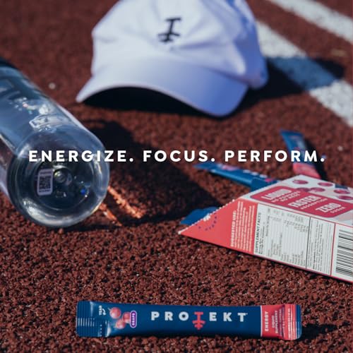 Image of PROTEKT Zero Sugar Energy Drinks - Keto Natural Mix, Liquid Vitamin B Drink, Organic Caffeine Blend, On-the-Go Liquid Pack, Zero Sugar Black Cherry Energy Packets by Mark Healey, Pack of 10