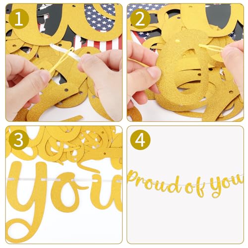 Image of We Are So Proud of You Banner Sign Military Going Away Bunting Banner Flag Patriotic Soldier Garland for Memorial Day Military Day Party Decorations Supplies