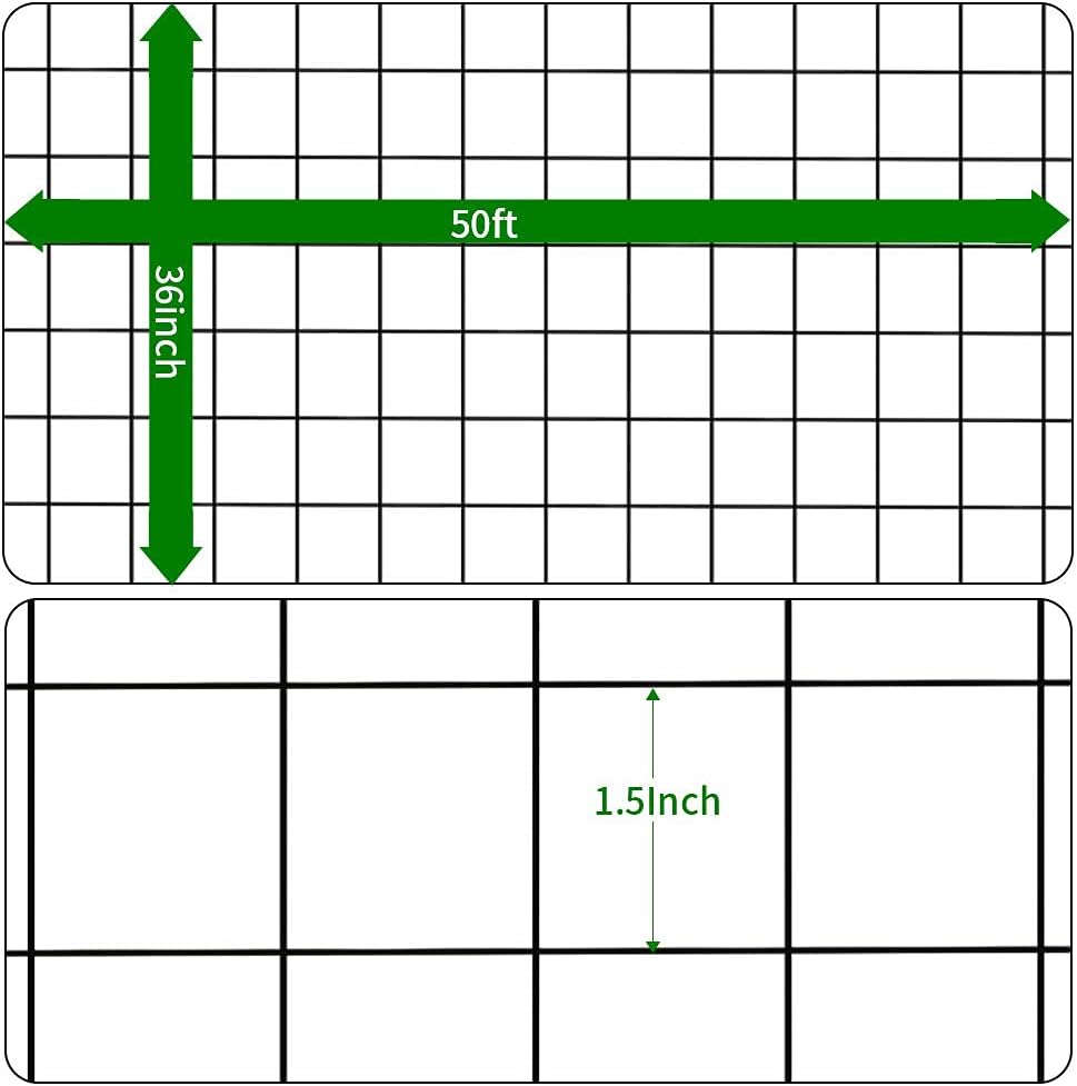 Amagabeli 36inch Hardware Cloth 100 ft 1/4 Mesh with 36inch x 50ft Hardware Cloth 1.5 inch Square 16 Gauge Black - - 