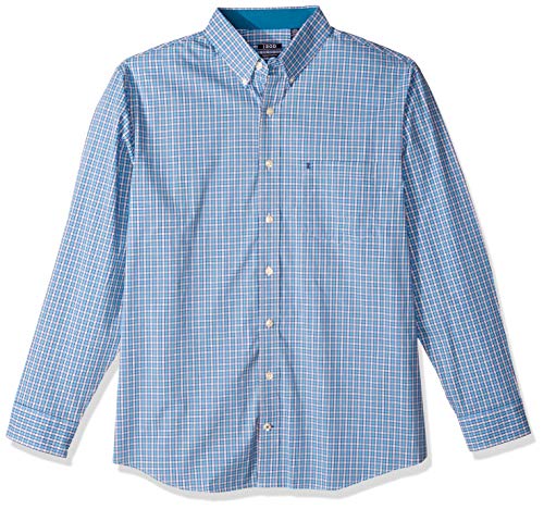 IZOD Men's Big & Tall Big and Tall Button Down Long Sleeve Stretch Performance Plaid Shirt, MALIBU BLUE, 3X-Large