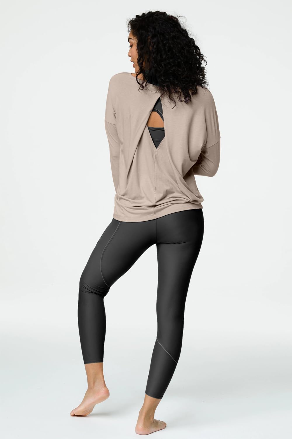 Sanutch Diamond Shape Long Sleeve Open Back Workout Top - Luxury Workout Shirt for Women, Stylish Gym & Yoga Wear