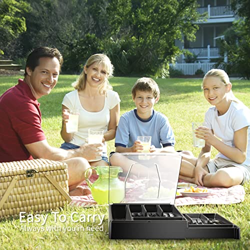 Simland 2 Layer Utentil Holder For Countertop, Plastic Silverware Tray With Lid, Portable Flatware Organizer Storage, Black #TOP6