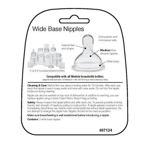 image for Medela Medium Flow Nipples with Wide Base, 3 Pack, Baby Age 4-12 Month