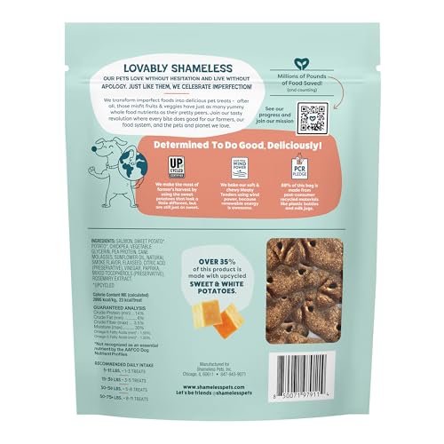 Image of Shameless Pets Soft & Chewy Dog Treats, Reelin' Salmon Meaty Tenders, 1.5lb - Real Salmon is 1st Ingredient - Grain Free, No Corn or Soy - Digestive Support - for Small, Medium & Large Dogs