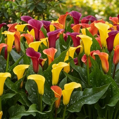Bulbi Calle Zantedeschia - Sunny - 10 Bulbi Fiori - 5 Varietà - Piante esclusive dall’Olanda - per giardino, vasi e balcone (non semi, non artificiali)