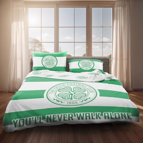 Officially Licensed Celtic FC Double Bedding Set, Reversible and Includes Pillowcase, Perfect for Kids