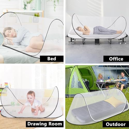 Image of 2 Pcs 78 * 31 * 23 Inch Large Pop Up Mosquito Net, Portable Foldable Mesh Tent, Breathable Lightweight Mosquito Net Tent for Bed Camping Travel Patio
