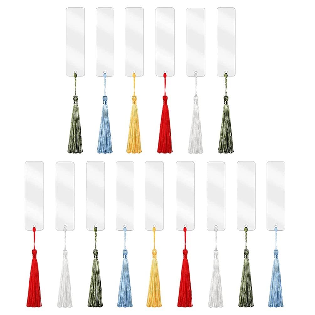 KASTWAVE 15-Piece Clear Acrylic Bookmark Set with Tassels