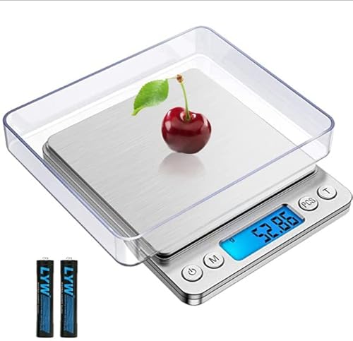 Kitchen Scale, 500g by 0.01Gram/0.001Ounce Small Digital Food Scale, High Precise Measuring Scale for Food Ounces and Grams, LCD Display (02)