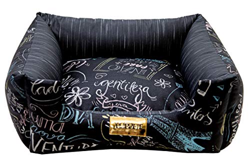 Cama Impermeável Para Cachorro Luppet Pequeno Médio Porte até 10kg Preto Paris G