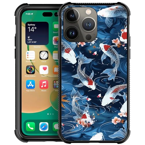 YiXinBB Compatible with iPhone 13 Pro Max,H Koi Jumping Pattern