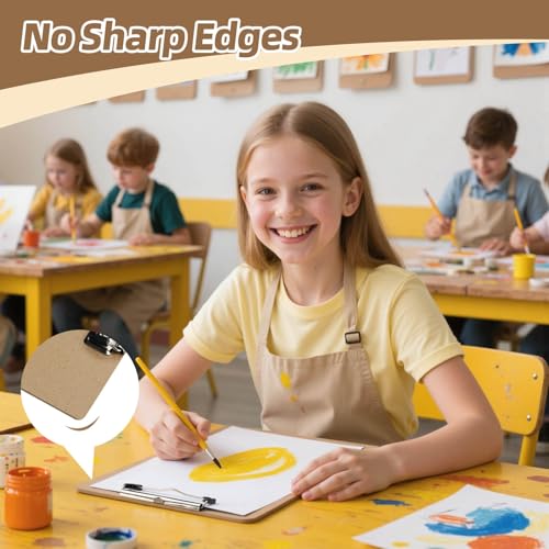 HappyHapi 16 Pack Clipboard 8.5 x 11 Letter Size Clip Boards Bulk, A4 Wooden Hardboard Office Clipboards Pack for Classroom, Work-Meetings, Brown