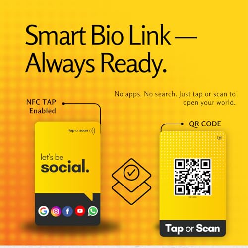 Image of Social Media Card | NFC & QR Enabled | Connect Review, Instagram, Facebook, YouTube, Whatsapp & More | Share Bio Link Instantly | Boost Reach | No App Needed