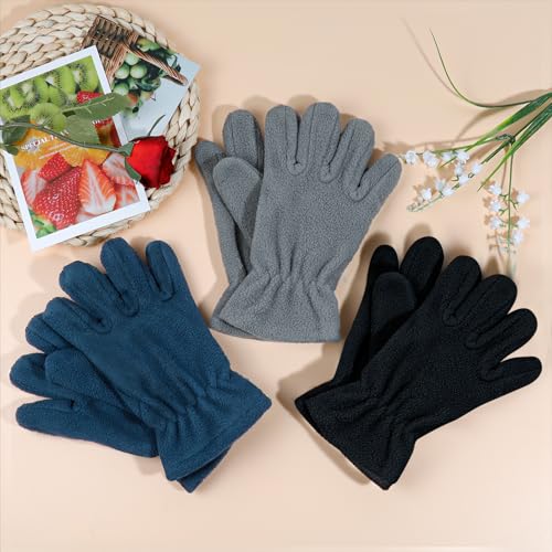 ONESING 3 Pairs Kids Fleece Winter Gloves - Toddler Warm Gloves for Boys & Girls - Full Fingers, Cold Weather4