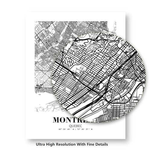 Eleville WGN408M 11X14 Unframed Montreal Canada City View Abstract Road Modern Map Art Print Poster Wall Office Home Decor Minimalist Line Art Hometown Housewarming Wgn408 thumb #6