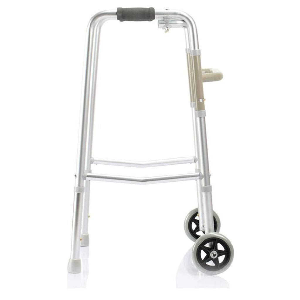 Gehhilfen für Senioren, Gehgestell, Handlauf, Gehhilfe für ältere Menschen, Behinderte, Vierbeinkrücken, Rehabilitation, Aluminiumlegierung, Doppelrolle, 59 cm x 50 cm x 78 cm, rutschfest Comfortable
