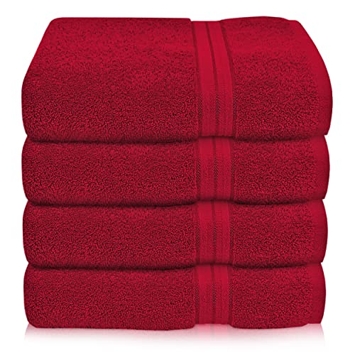 Keepoz 4 Piece Bath Towels Set, Premier Cotton 600Gsm, (30 X 54 Inches) Extra Large, Lightweight, And Highly Absorbent Quick Drying Luxury Bath Towels Set For Bathroom, Gym, Spa And Hotel (Red) #TOP16