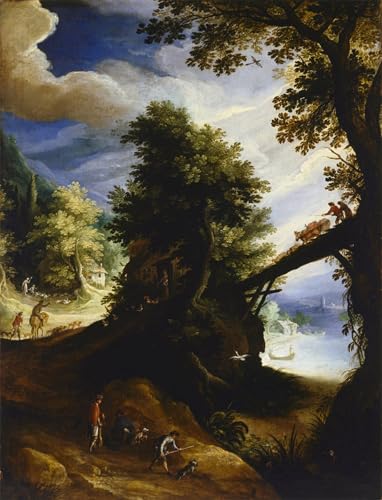 Paisaje Boscoso con Puente Lienzo Paul Bril Decoración Salón Clásico 60x90cm