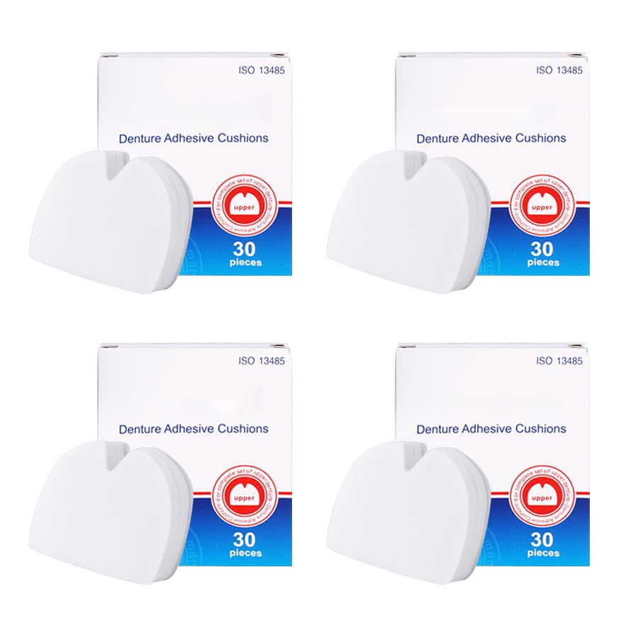 zorvo Secure Denture Adhesive Seals Uppers adn Lower, Zinc Free Denture Adhesive Coushion, All Day Hold Denture Adhesive Pads 120pcs (Upper)