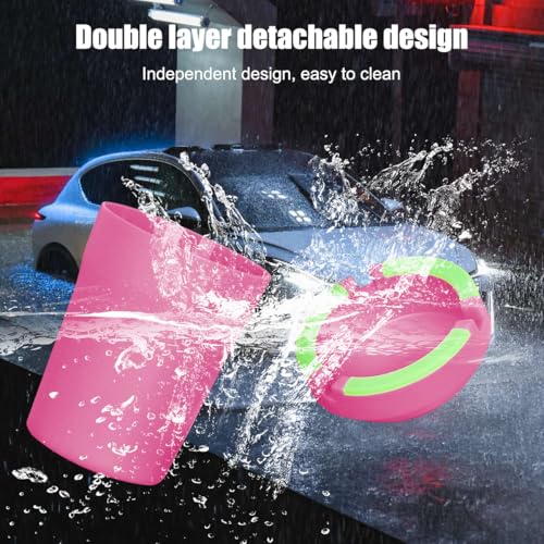 Image of Mandark Car Ashtray, 2PCS Glow In The Dark Smokeless Self-Extinguishing Vehicle Cigarette Trash Can, Smellproof Portable Automotive Ash Holder Organizer, Universal for Truck Home Office (Pink)