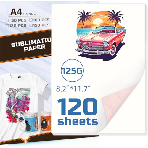 Dekaim Sublimation Paper A4, 210x297mm, 125gsm Sublimation Paper Compatible with EPSON, SAWGRASS, RICOH, Brother Sublimation Printers Ink Heat Press (120 Sheets)