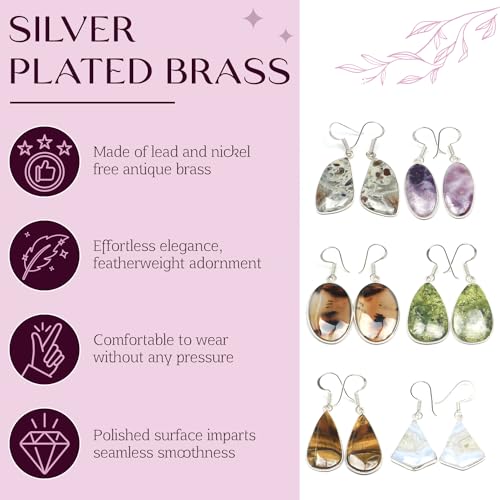 Earrings Set for Women - 20 Pairs Crystal Drop & Dangle Earrings, Assorted Natural Gemstones - Handcrafted2