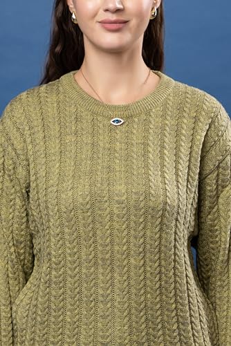 Image of Wear lusso Women's Woolen Cable Knit Pullover Sweater | Full Sleeve Round Neck Winter Wear | 100% Wool Soft & Warm Stylish Sweater for Girls, Ladies & Women | Cozy Casual Winter Fashion