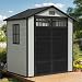 YITAHOME Gerätehaus Kunststoff 182x134x210,Gartenhaus Doppeltuer,Blau Grau