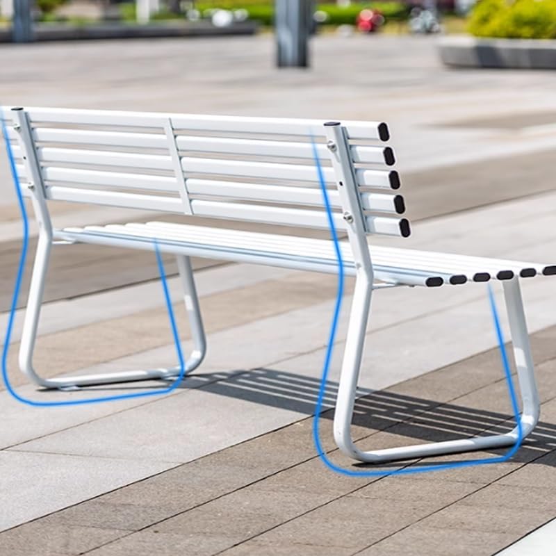 Weatherproof Ergonomic Garden Bench with Backrest - Durable Galvanized Steel, 500kg Capacity, Perfect for Parks, Porches & Outdoor Spaces (Blue, 120x45x74cm)