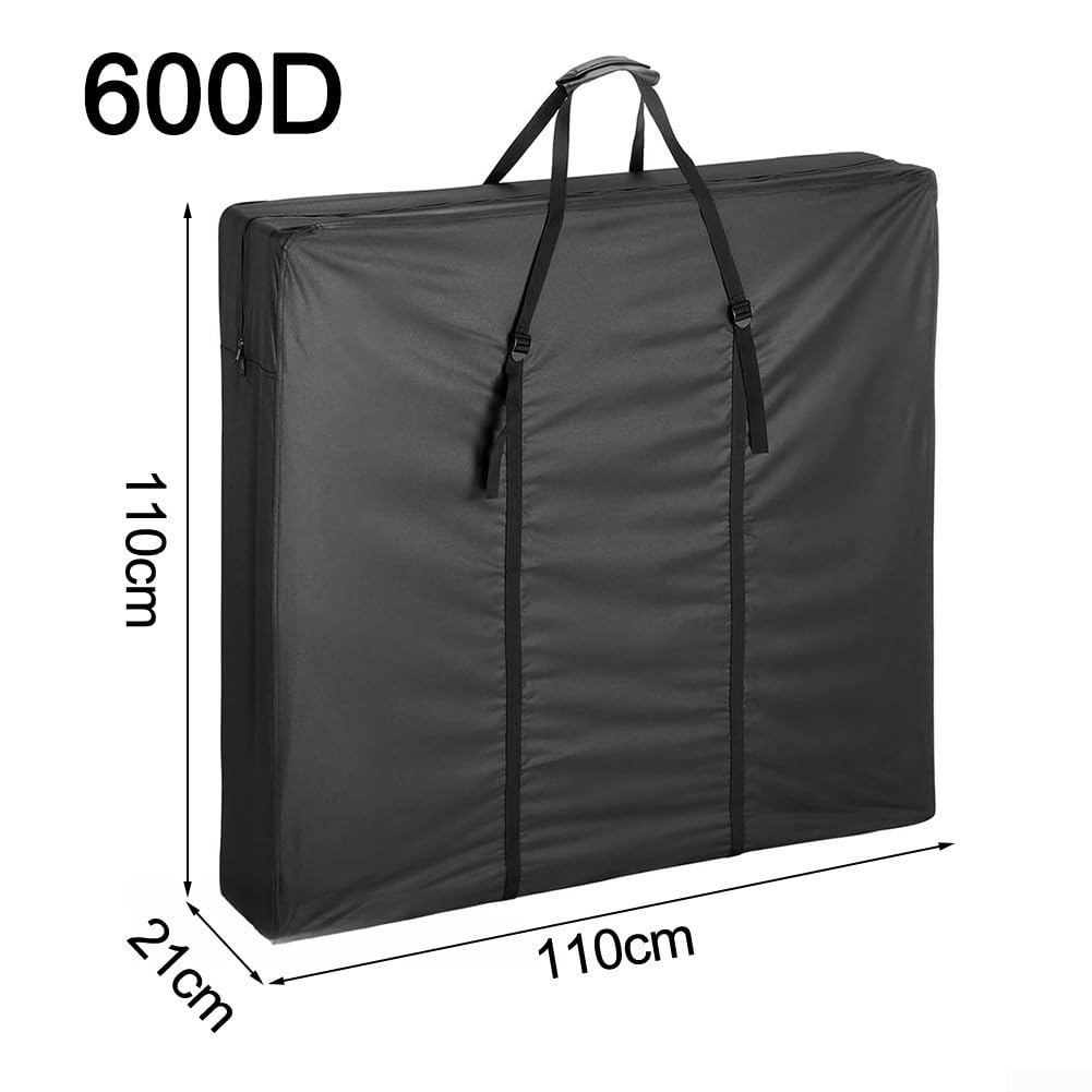 Bolsa de almacenamiento plegable de tela Oxford impermeable 210D 420D 600D, 110 x 21 x 110 cm, bolsa de transporte grande para mesas plegables, cubierta de mesas de picnic con correa para