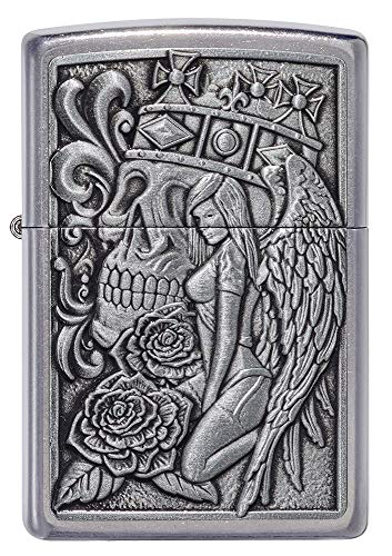 Encendedor Zippo Skull and Angel Emblem Chrome miniatura 2