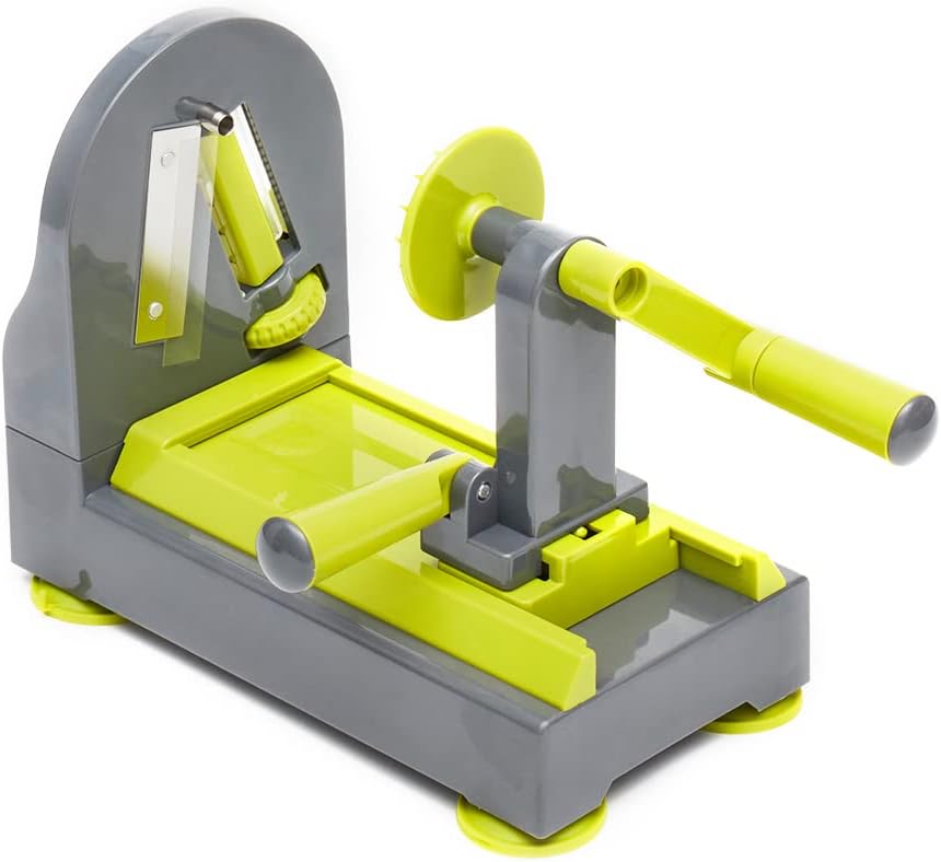 Home Basics 4 Function Tabletop Spiralizer, Green | 4 Razor Sharp Blades | Safety Guards Protect While Using | Durable | Easy to Clean | Great for Vegetables & Fruit | Healthy Way to Prepare Meals