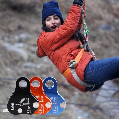 Image of TRIWONDER Climbing Ascender Fall Protection Aluminum Alloy Belay Device Self-Locking Grip Clamp Fit Rope 8-13mm for Outdoor Climbing (Black)