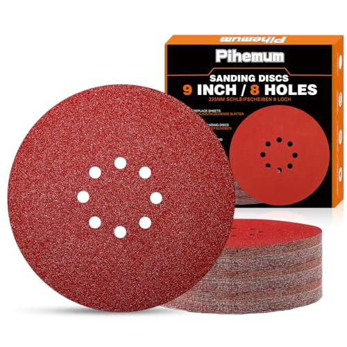 pihemum 60 Stück Schleifpapier 225mm klett 40 60 80 120 180 240 körnung 8 Loch schleifscheiben 225mm für giraffe trockenbauschleifer