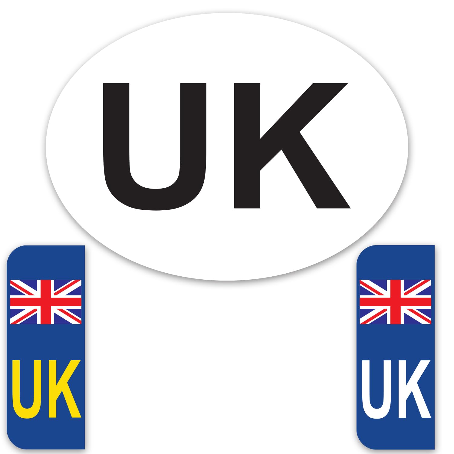 Reactive Brands White Safesign (3 Pack) Uk Car Stickers For Europe Gb Stickers For Car Uk Car Sticker Number Plate Stickers - Vinyl Self-Adhesive - Union Jack Replaces Eu Flag Brexit - Water Proof En Iso 7010:2012 (3)
