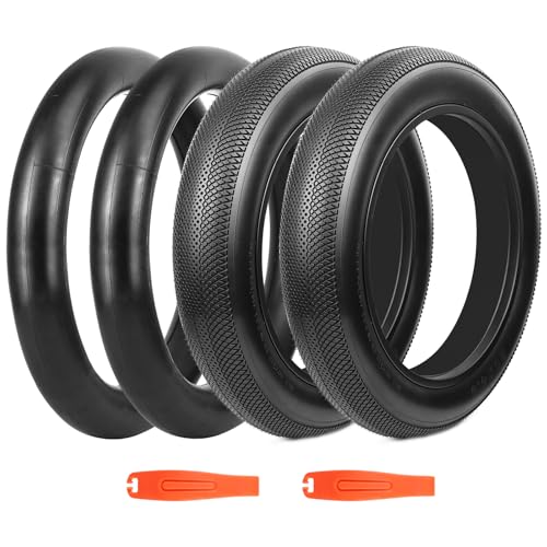 Balinge E-Bike 20x4.0 Fat Tire 20 x 4 Fat Tire with Tubes 2 Pack Heavy Duty High-Performance Wear-Resistant Mountain Snow Bike Tire E-Bike Tires 20x4 20x4 Tire Black