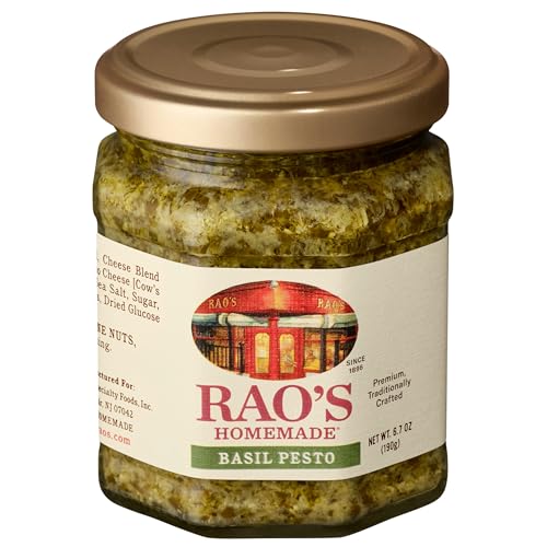 Rao's Homemade Basil Pesto Sauce, 6.7 oz, Flavorful Pasta Sauce, Premium Quality, With Cheese, Nuts, Garlic &amp; Olive Oil