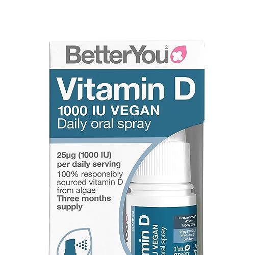 BetterYou Vitamin D 1000 IU Vegan Oral Spray - Liquid Vitamin Supplement - Vitamin Spray for Daily Vitamin D - Easy Alternative to Pills - 0.5 oz