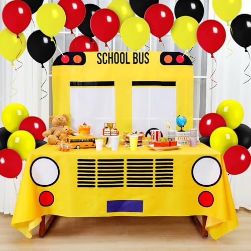 Oudain 2 Pcs Back to School Bus Decoration Set First Day of School Banner and Tablecloth Yellow Bus Tablecover and Backdrop for Boy Girl English Teacher Birthday Theme Party Favor(107.9 x 53.9 Inches) by Oudain - Used condition - Image 5